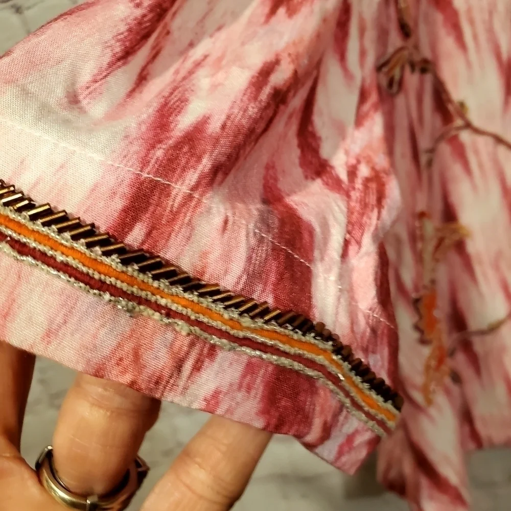 SOFT SURROUNDINGS ALTEA FLORAL PINK EMBROIDERED BEADED TUNIC - Picture 4 of 11